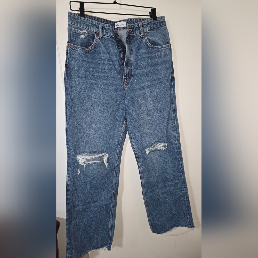Zara Pre-owned Blue Distressed Jeans Size 12